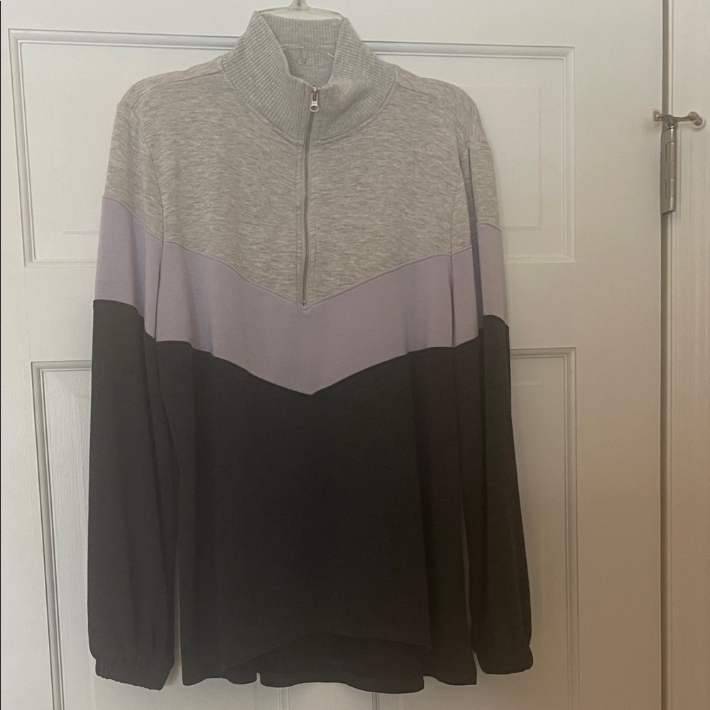 LOFT Gray and Black Zip-Up Jacket